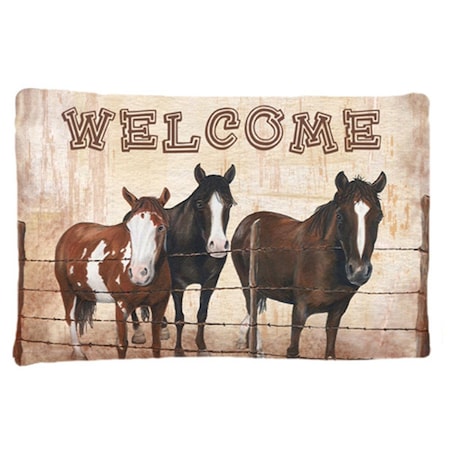 Carolines Treasures Welcome Mat With Horses Moisture Wicking Fabric Standard Pillowcase CA75309